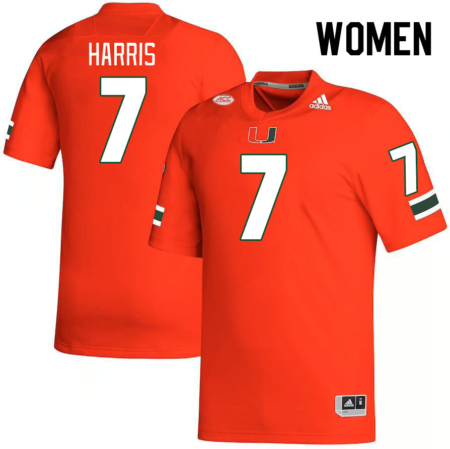 Women #7 Jaden Harris Miami Hurricanes College Football Jerseys Stitched-Orange